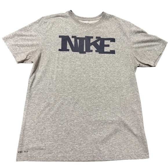 Nike Dri-Fit Men’s Large Short Sleeve T-shirt Gray Logo - Picture 8 of 8